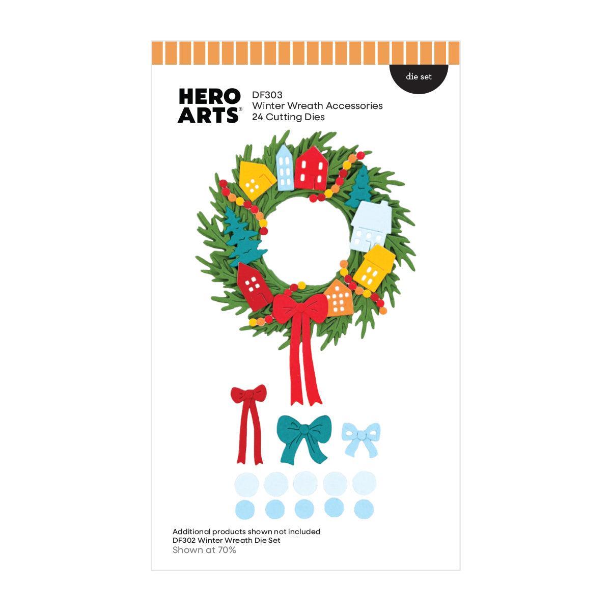 Hero Arts - Home for the Holidays Collection - Dies - Winter Wreath Accessories-ScrapbookPal