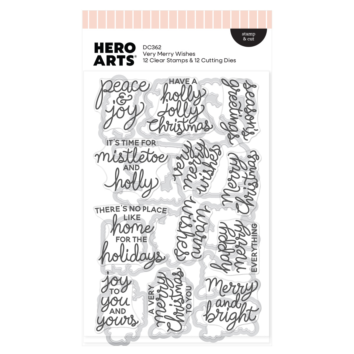 Hero Arts - Home for the Holidays Collection - Stamp &amp; Cut - Very Merry Wishes-ScrapbookPal