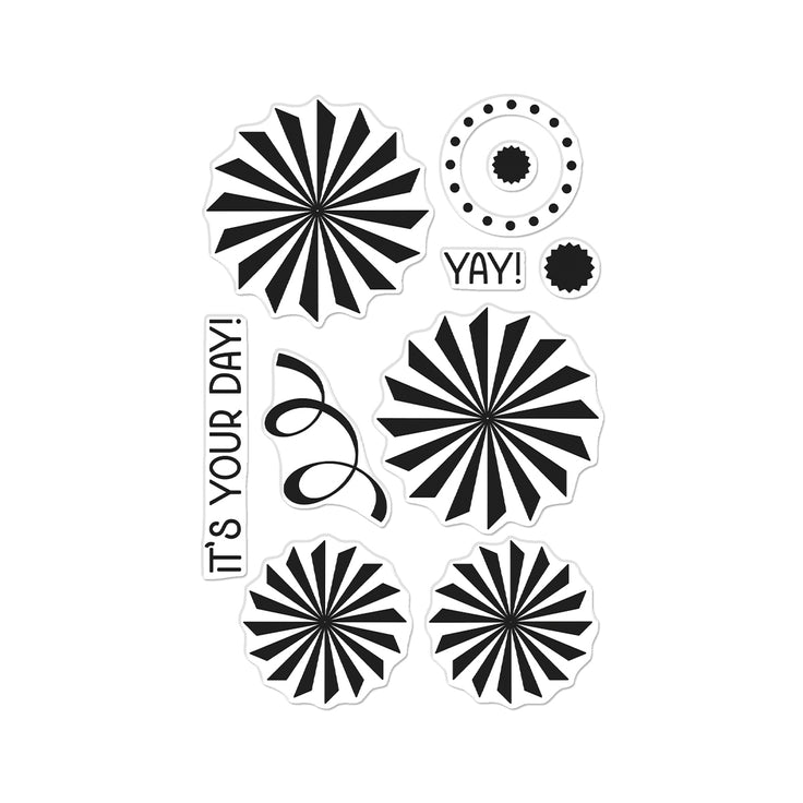Hero Arts - Let's Celebrate Collection - Clear Stamps - Party Fans-ScrapbookPal