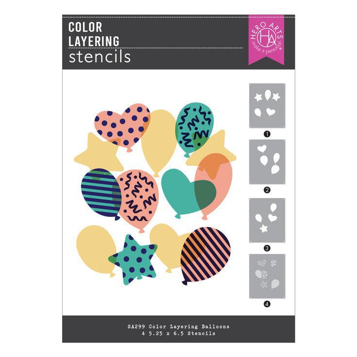 Hero Arts - Let's Celebrate Collection - Stencils - Color Layering Balloons-ScrapbookPal