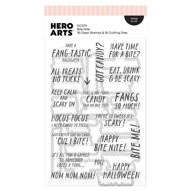 Hero Arts - Spooky Smiles Collection - Stamp &amp; Cut - Bite Nite-ScrapbookPal
