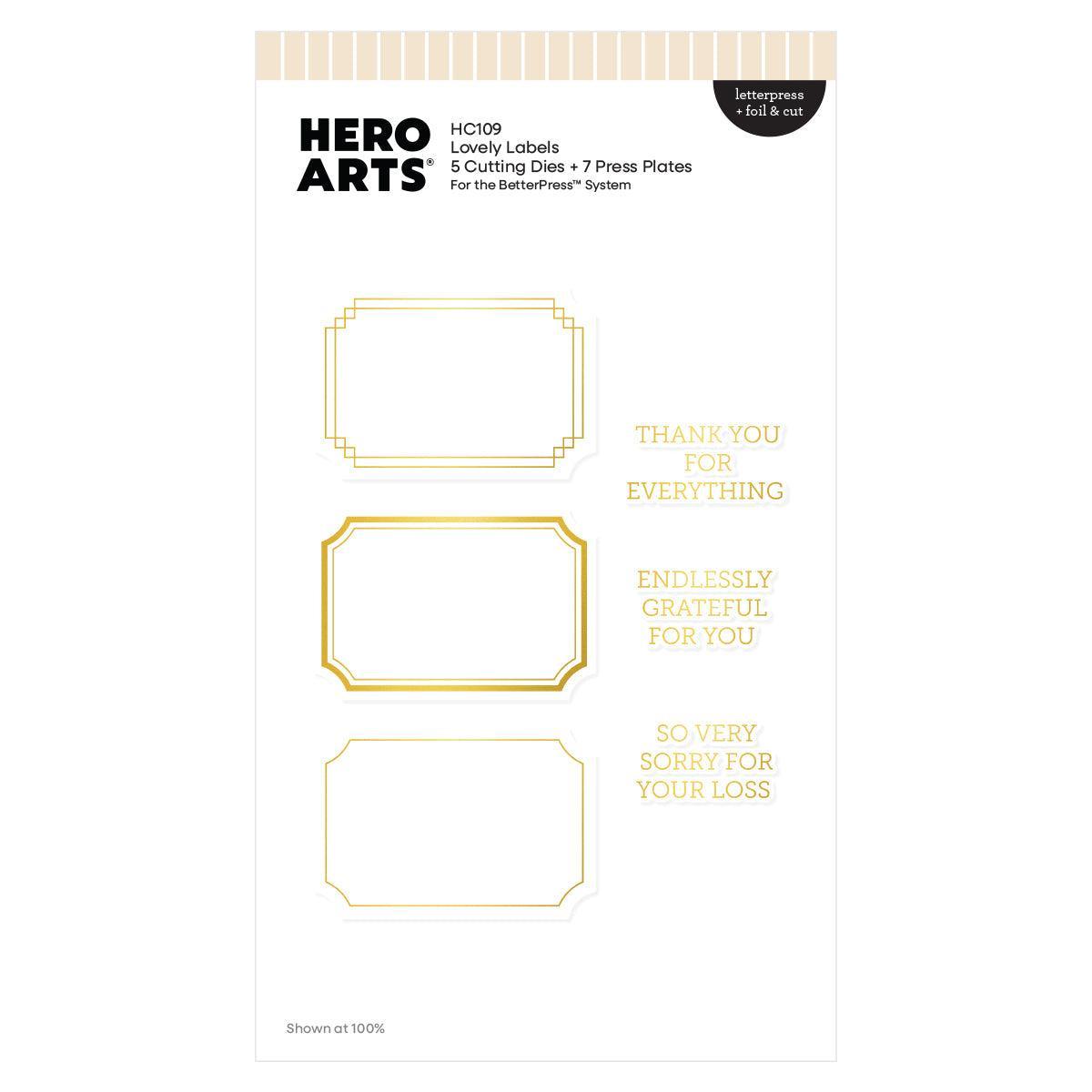 Hero Arts - Tranquil Garden Collection - Letterpress + Foil &amp; Cut - Lovely Labels-ScrapbookPal