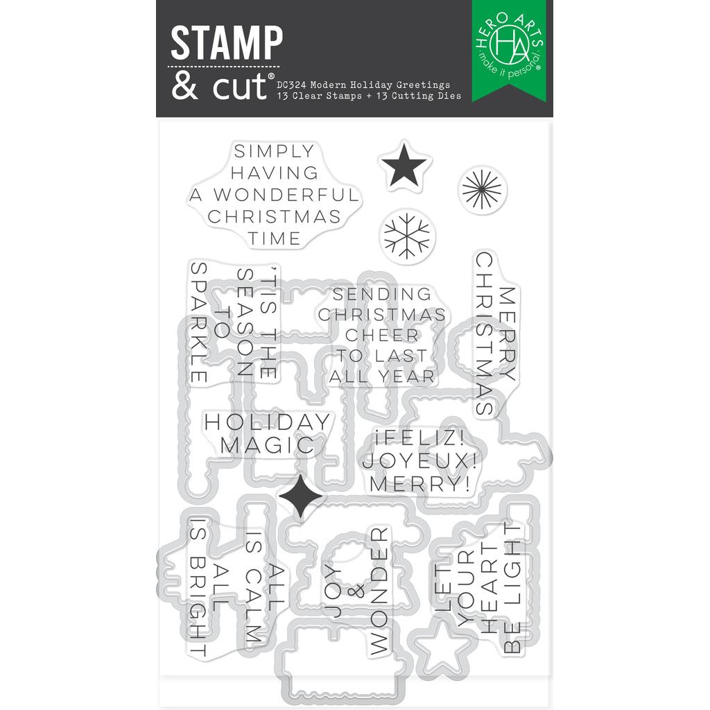Hero Arts - Very Merry Collection - Stamp &amp; Cut - Modern Holiday Greetings-ScrapbookPal