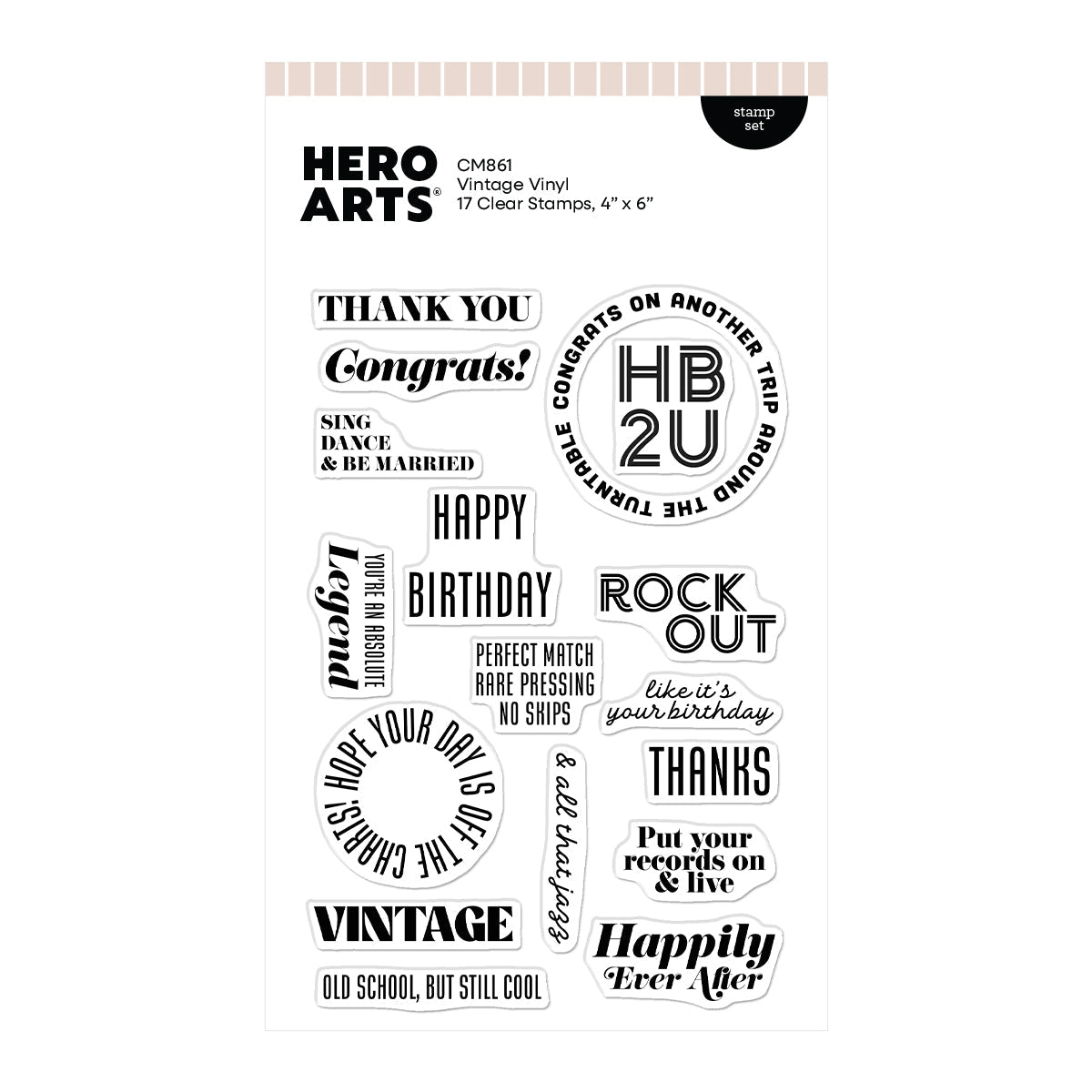 Hero Arts - Vintage Vinyl Collection - Clear Stamps - Vintage Vinyl-ScrapbookPal