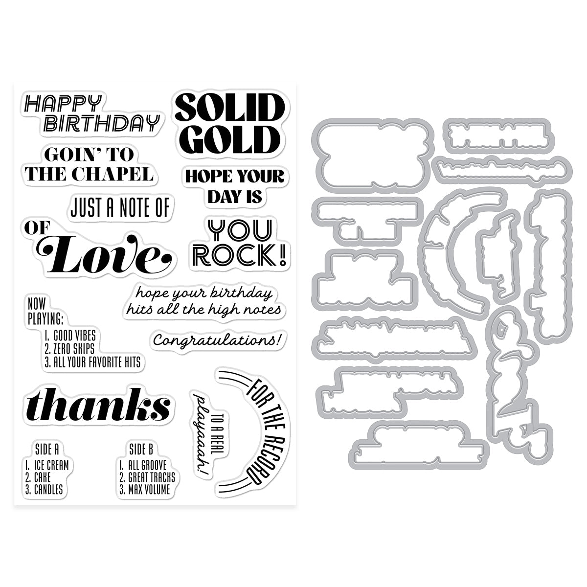 Hero Arts - Vintage Vinyl Collection - Stamp &amp; Cut - Solid Gold-ScrapbookPal