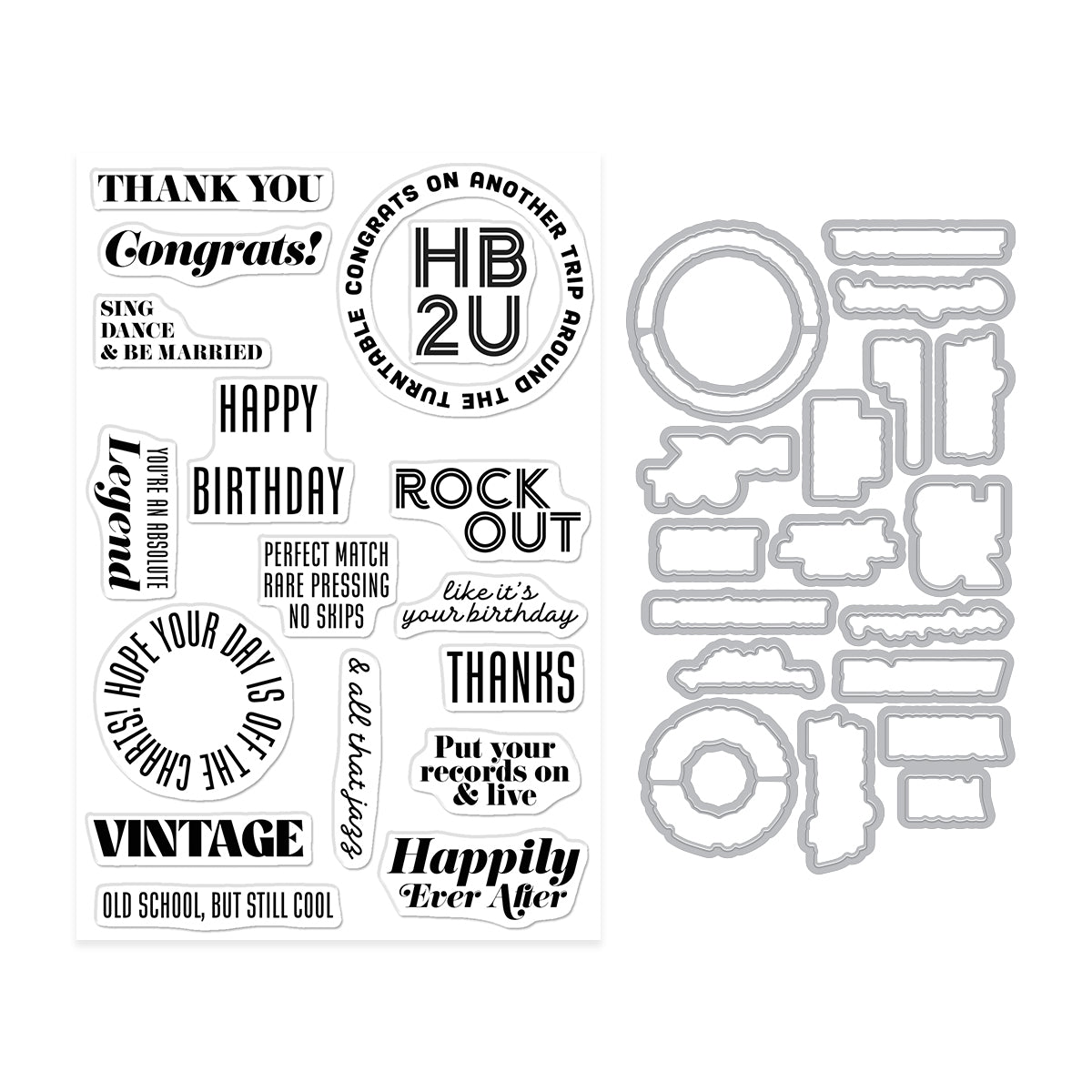 Hero Arts - Vintage Vinyl Collection - Stamp &amp; Cut - Vintage Vinyl-ScrapbookPal