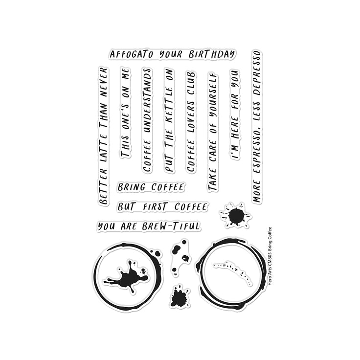 Hero Arts - What's Brewing? Collection - Clear Stamps - Bring Coffee-ScrapbookPal