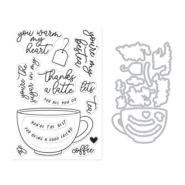Hero Arts - What's Brewing? Collection - Stamp &amp; Cut XL - Coffee or Tea-ScrapbookPal