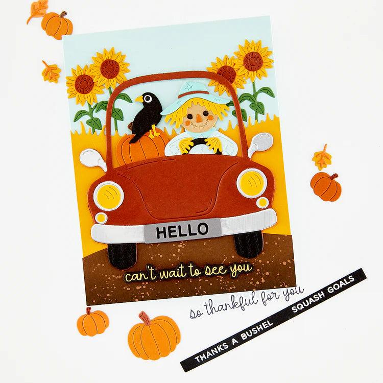 Hero Arts - Whimsical Wheels Collection - Letterpress + Foil &amp; Cut - Fall Words-ScrapbookPal