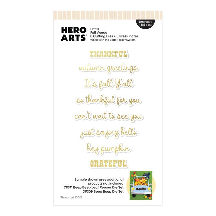 Hero Arts - Whimsical Wheels Collection - Letterpress + Foil &amp; Cut - Fall Words-ScrapbookPal