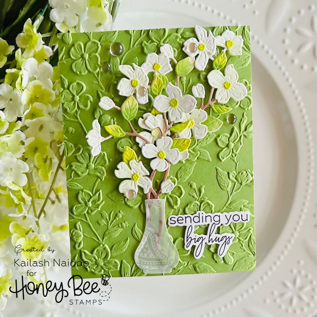 Honey Bee Stamps - 3D Embossing Folder - Dogwood Blooms-ScrapbookPal