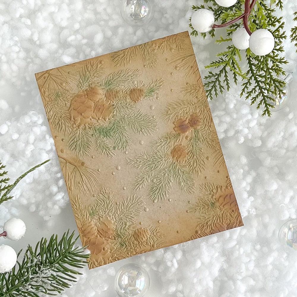 Honey Bee Stamps - 3D Embossing Folder - Snowy Pines-ScrapbookPal