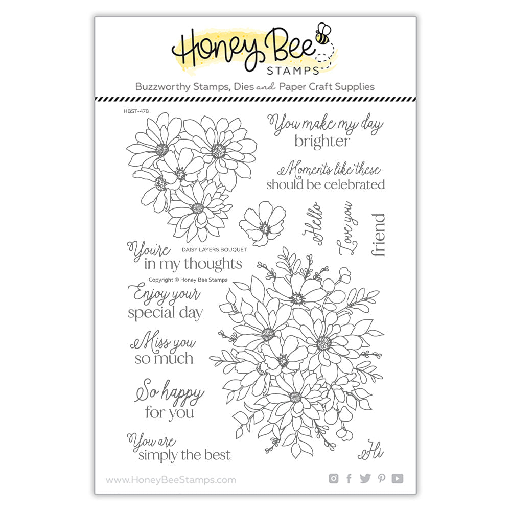 Honey Bee Stamps - Clear Stamps - Daisy Layers Bouquet-ScrapbookPal