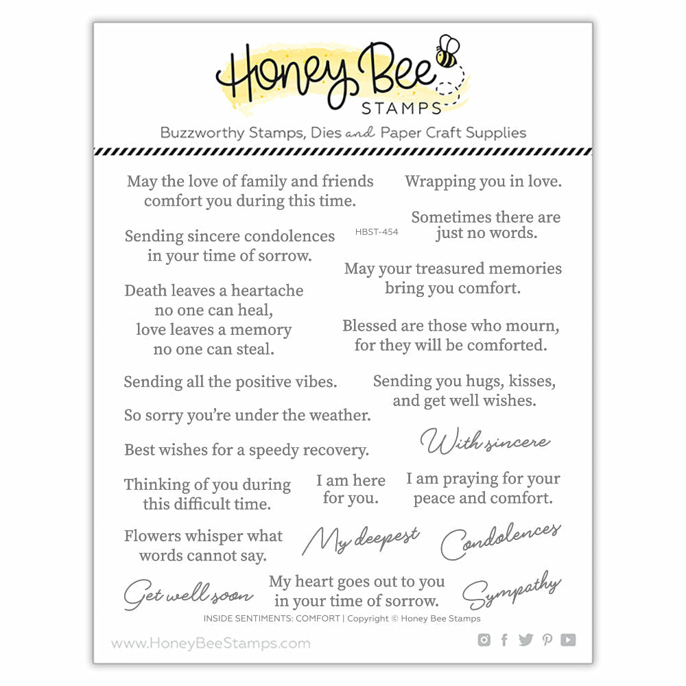 Honey Bee Stamps - Clear Stamps - Inside Sentiments: Comfort-ScrapbookPal