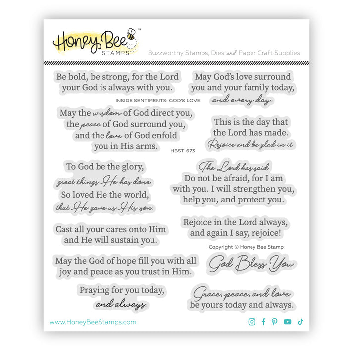 Honey Bee Stamps - Clear Stamps - Inside Sentiments: God's Love-ScrapbookPal