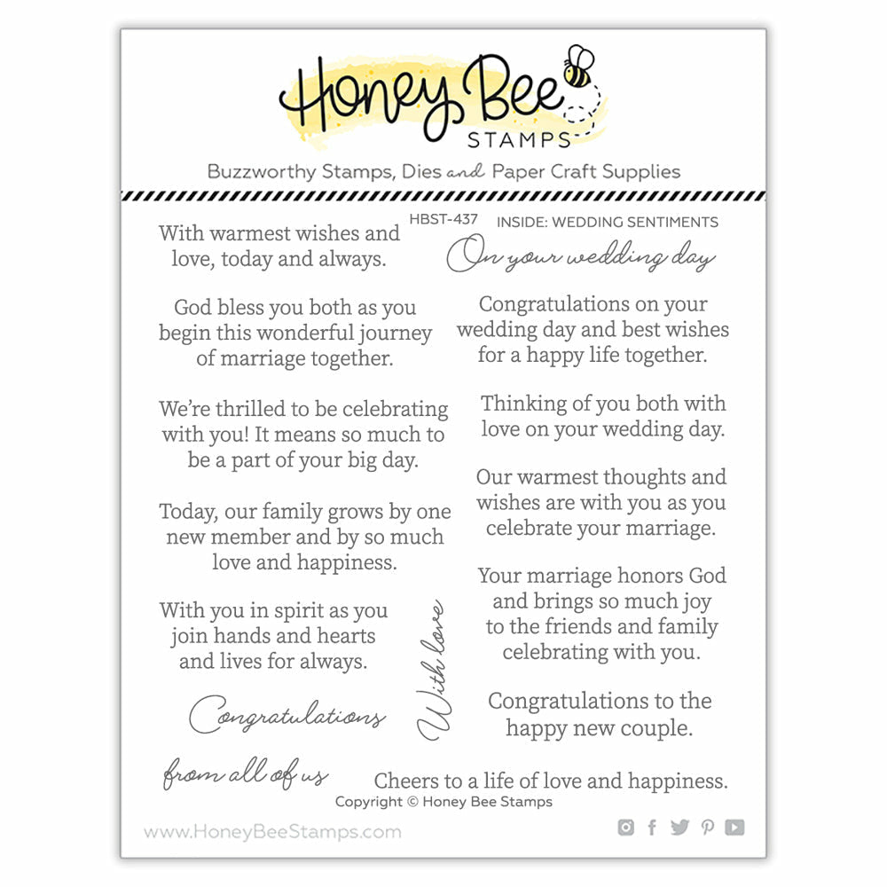 Honey Bee Stamps - Clear Stamps - Inside: Wedding Sentiments-ScrapbookPal