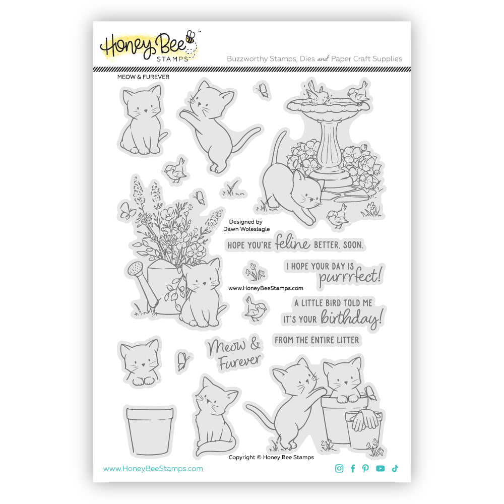 Honey Bee Stamps - Clear Stamps - Meow &amp; Furever-ScrapbookPal