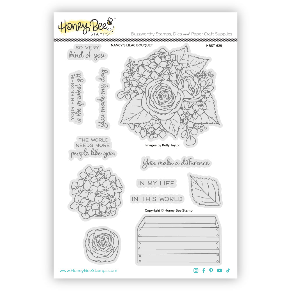 Honey Bee Stamps - Clear Stamps - Nancy's Lilac Bouquet-ScrapbookPal