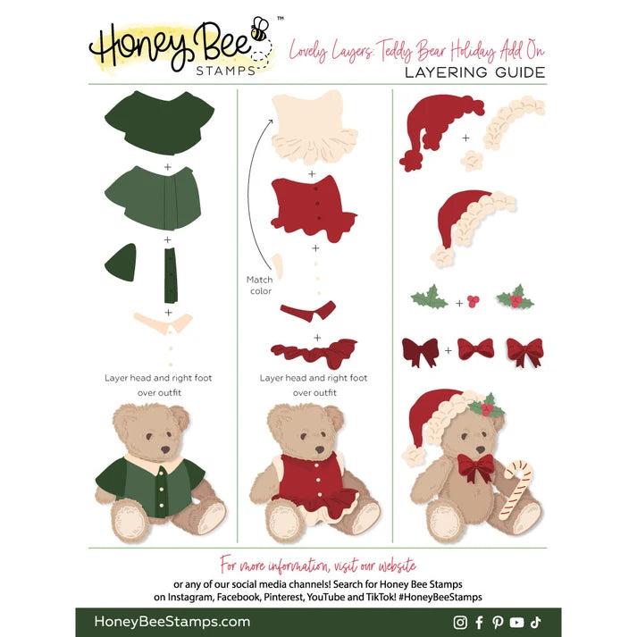 Honey Bee Stamps - Lovely Layers: Teddy Bear Holiday Add-On - Honey Cuts Stand-Alone Dies-ScrapbookPal
