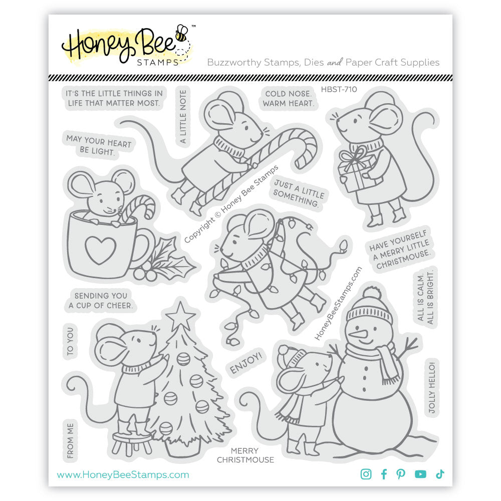 Honey Bee Stamps - Merry Christmouse - 6x6 Photopolymer Stamp Set-ScrapbookPal