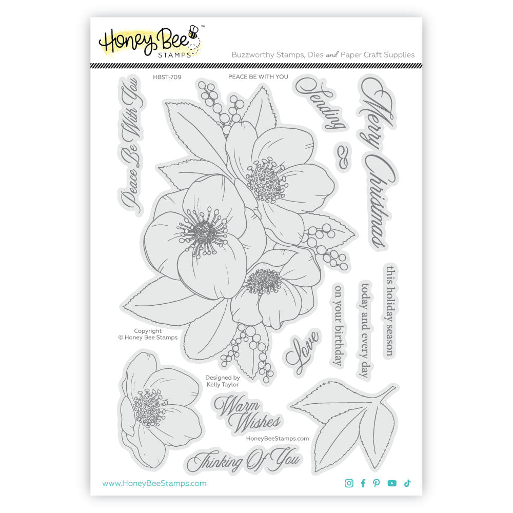 Honey Bee Stamps - Peace Be With You - 6x8 Photopolymer Stamp Set-ScrapbookPal
