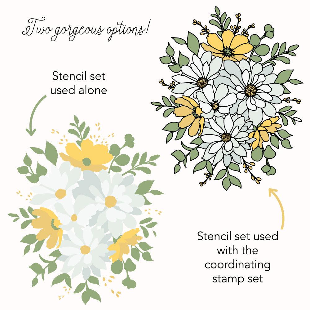 Honey Bee Stamps - Stencils - Daisy Layers Bouquet-ScrapbookPal