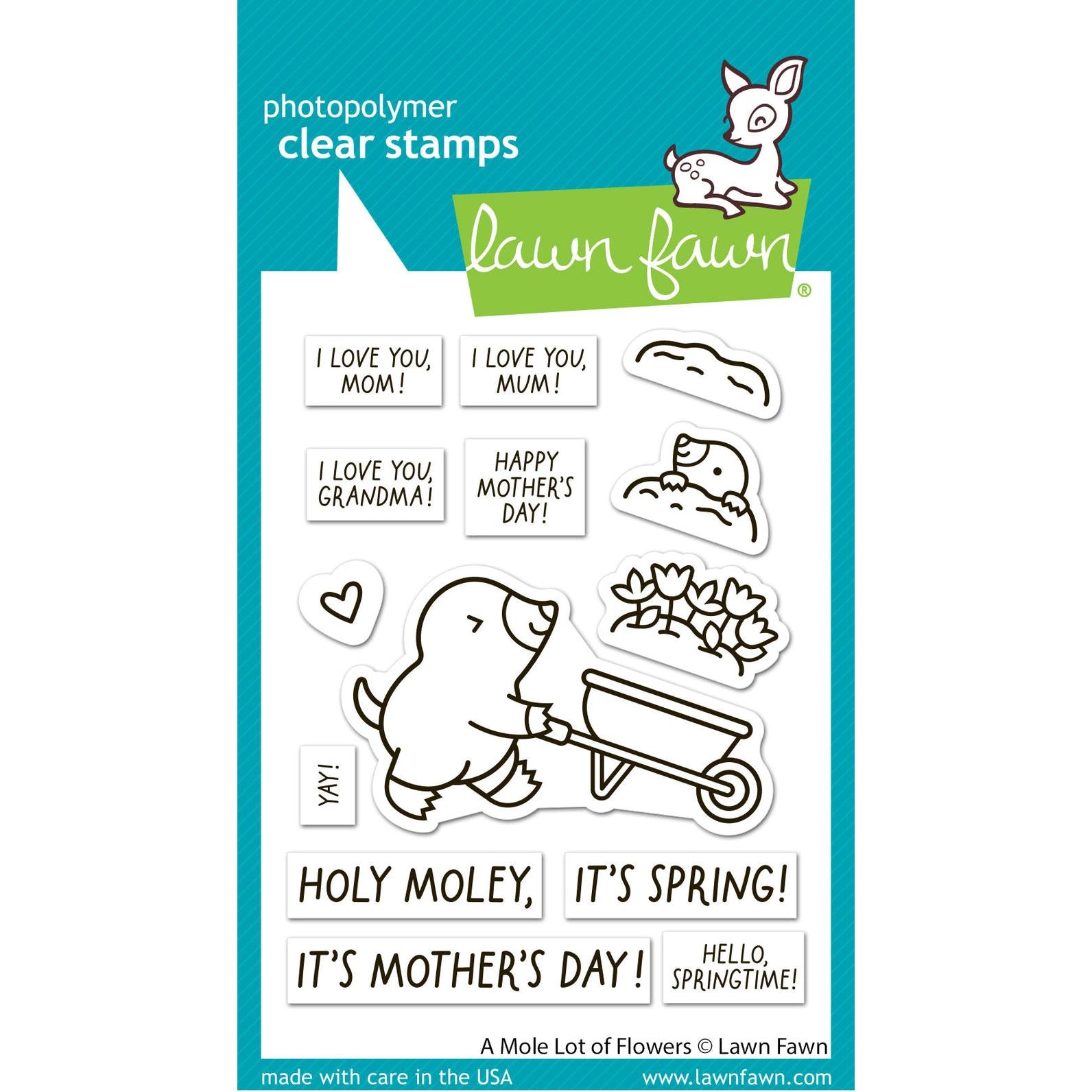Lawn Fawn - Clear Stamps - A Mole Lot of Flowers-ScrapbookPal