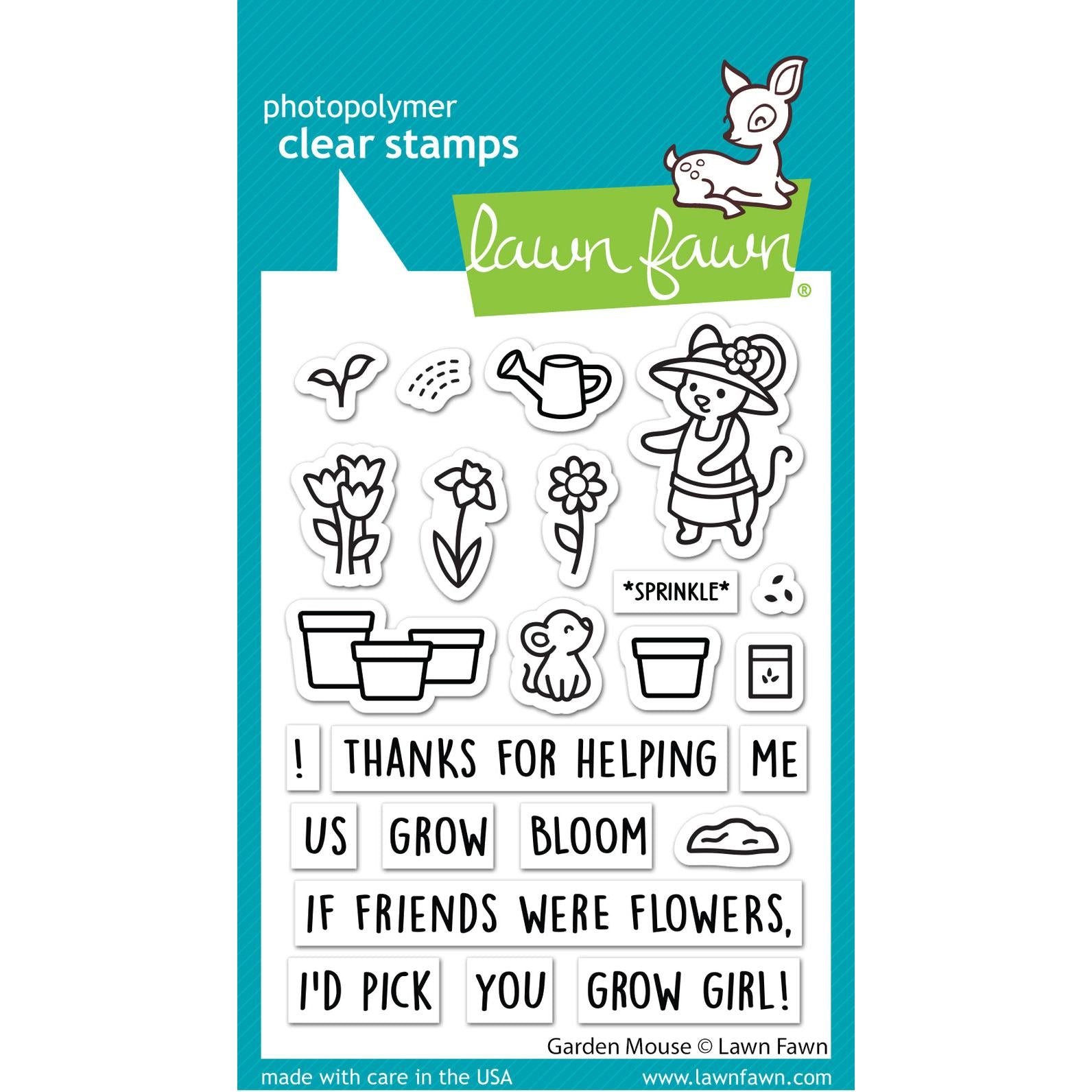 Lawn Fawn - Clear Stamps - Garden Mouse-ScrapbookPal