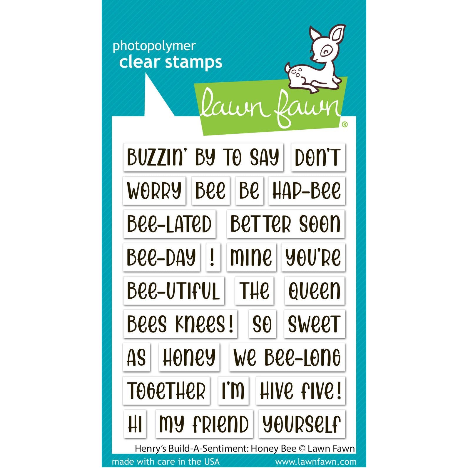 Lawn Fawn - Clear Stamps - Henry's Build-A-Sentiment: Honey Bee-ScrapbookPal