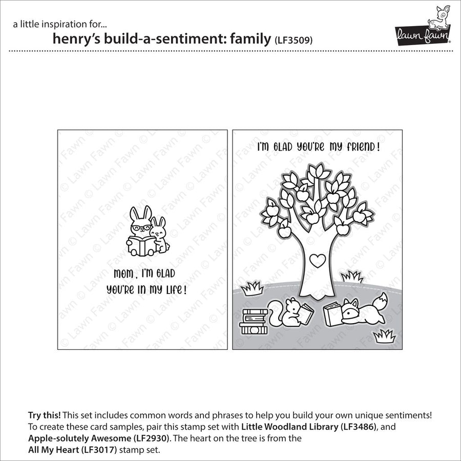 Lawn Fawn - Clear Stamps - Henry's Build-A-Sentiment: Family-ScrapbookPal