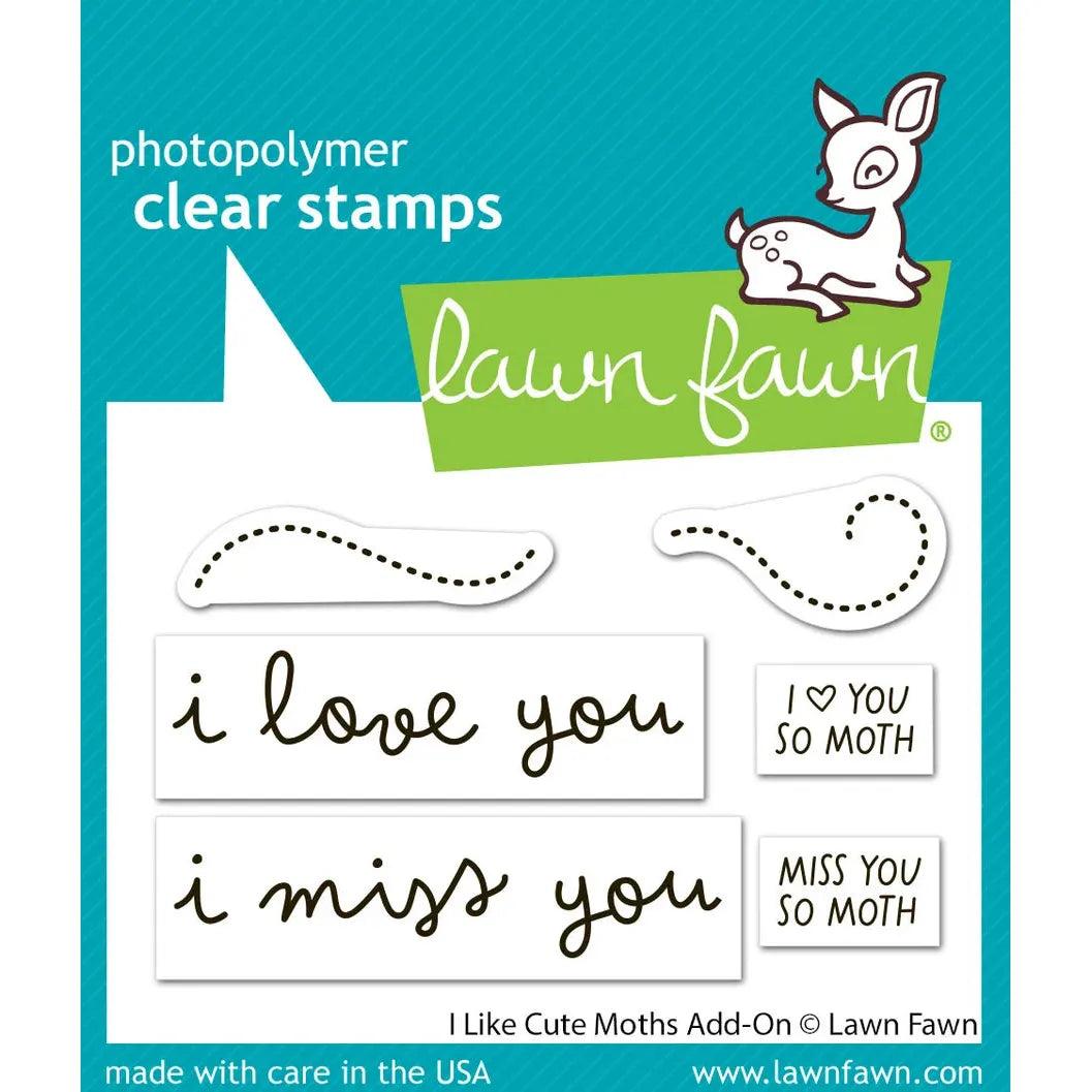 Lawn Fawn - Clear Stamps - I Like Cute Moths Add-On-ScrapbookPal