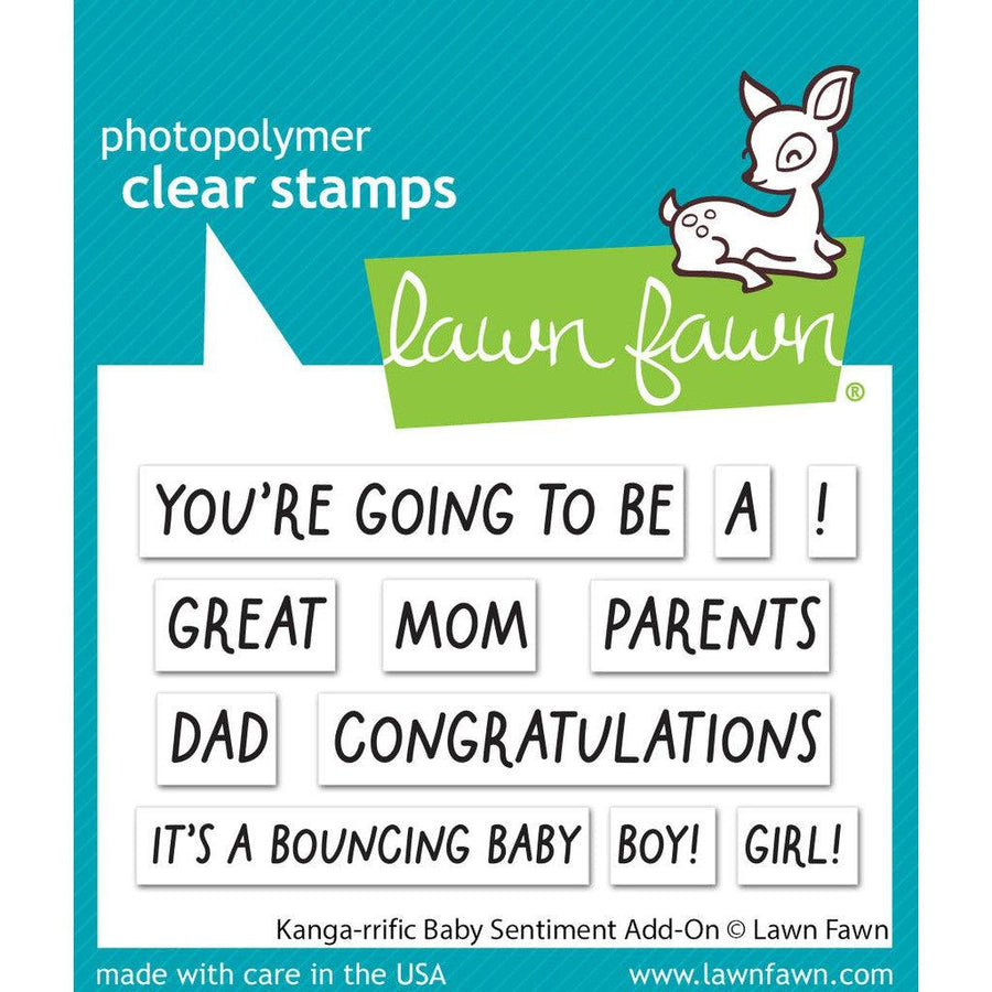 Lawn Fawn - Clear Stamps - Kanga-Rrific Baby Sentiment Add-On-ScrapbookPal