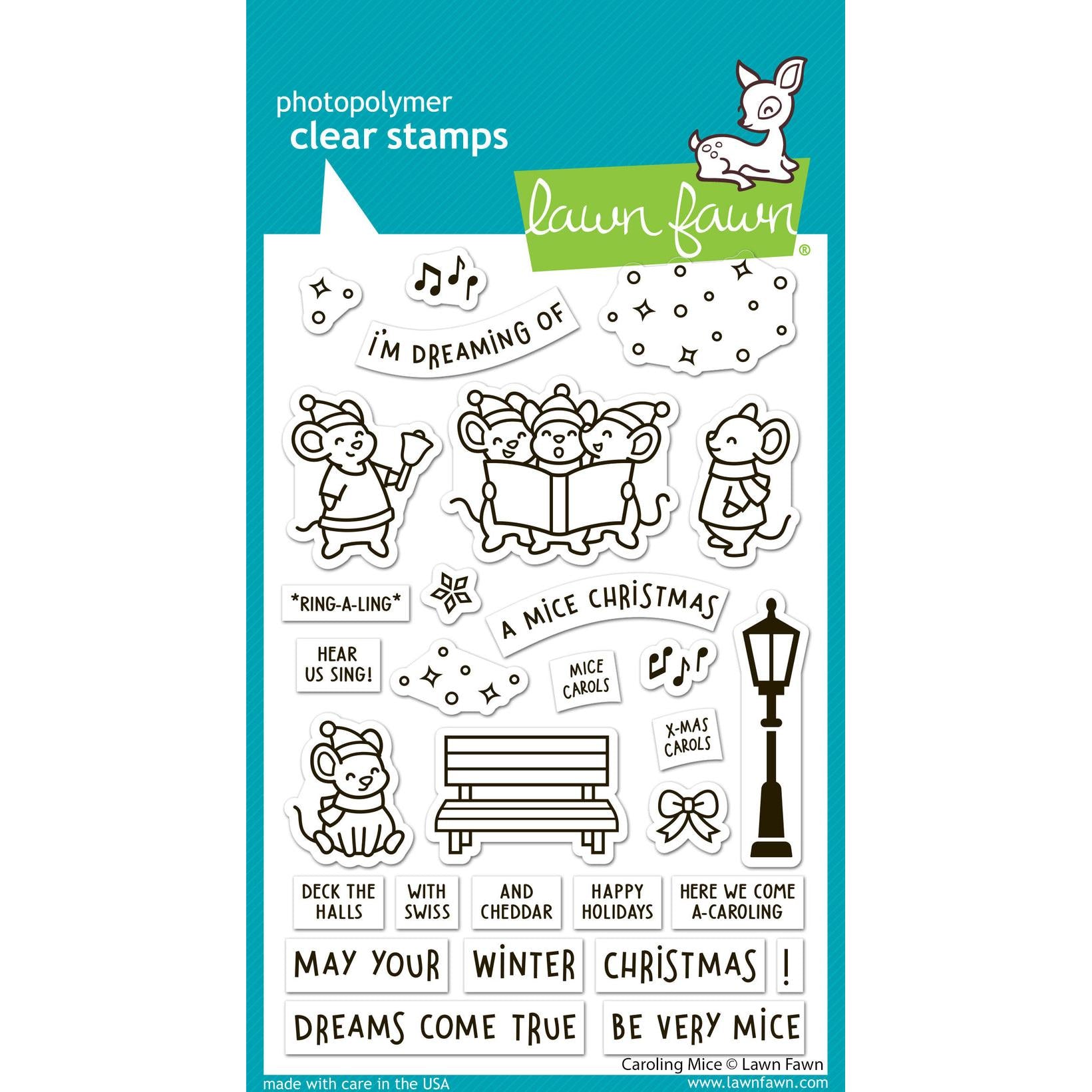 Lawn Fawn - Clear Stamps &amp; Lawn Cuts - Caroling Mice-ScrapbookPal