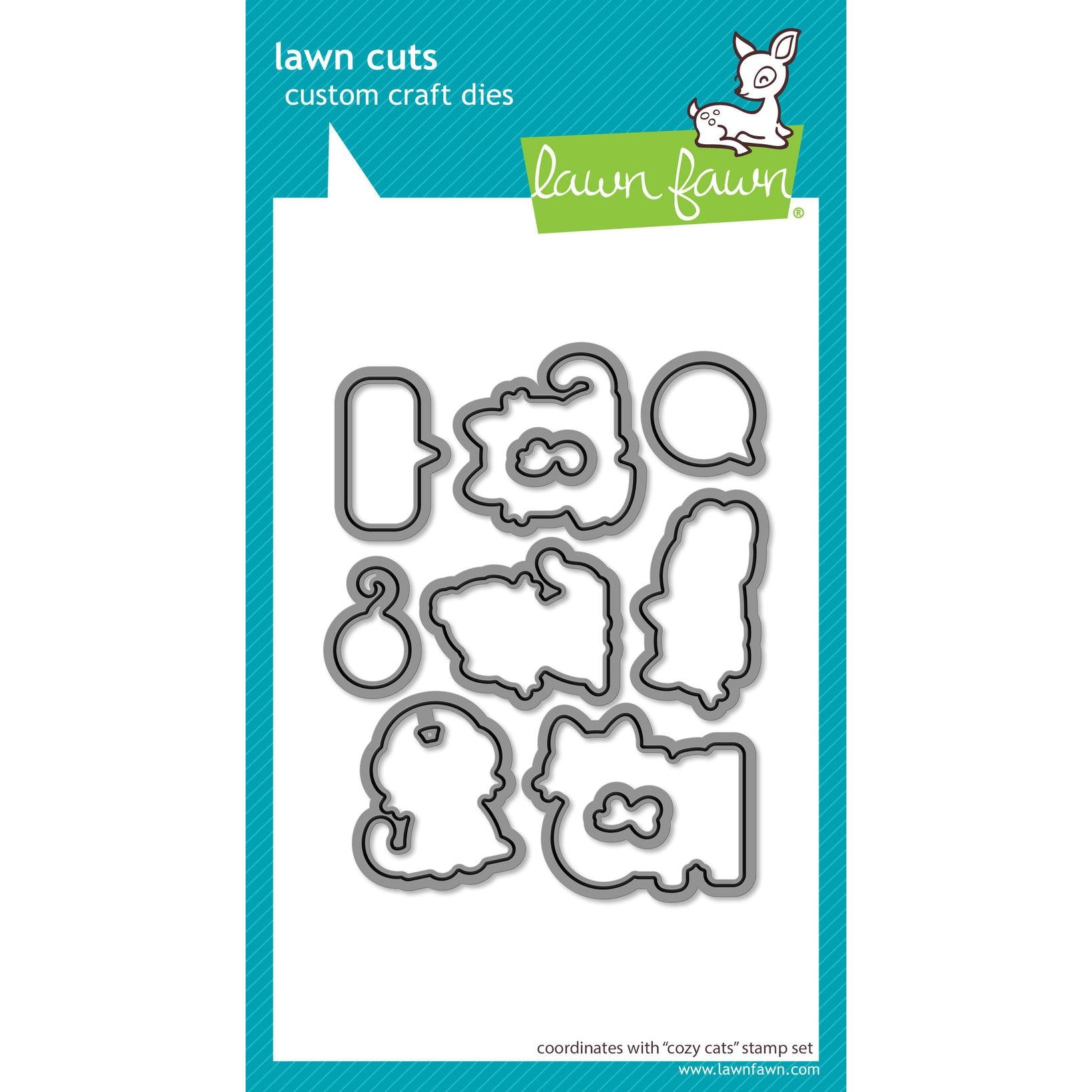 Lawn Fawn - Clear Stamps, Lawn Cuts &amp; Coloring Stencils - Cozy Cats-ScrapbookPal