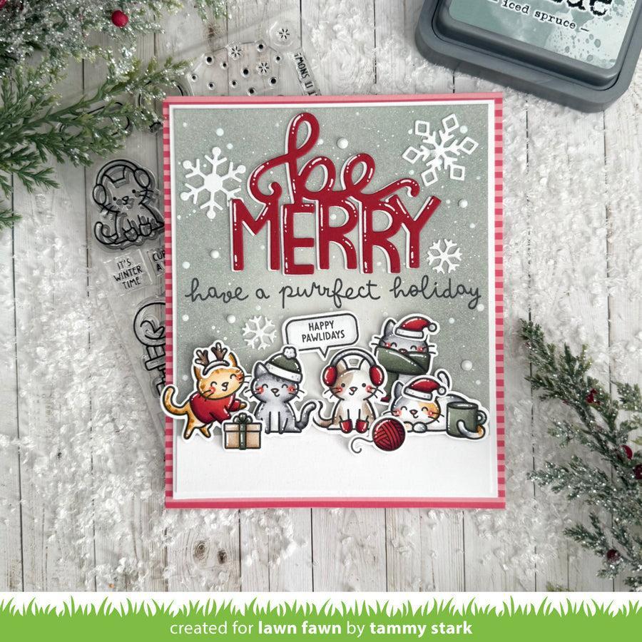 Lawn Fawn - Clear Stamps, Lawn Cuts & Coloring Stencils - Cozy Cats Christmas Add-on-ScrapbookPal