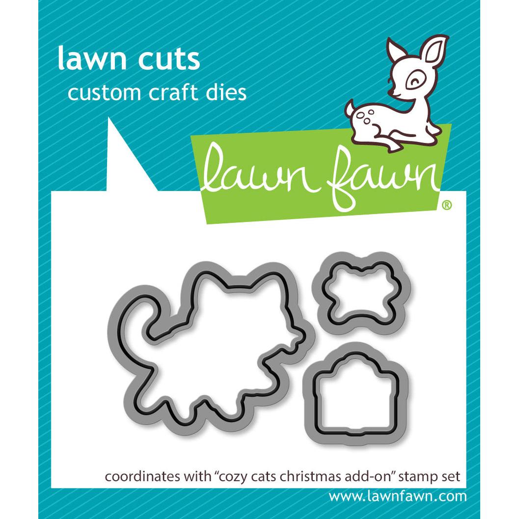 Lawn Fawn - Clear Stamps, Lawn Cuts & Coloring Stencils - Cozy Cats Christmas Add-on-ScrapbookPal