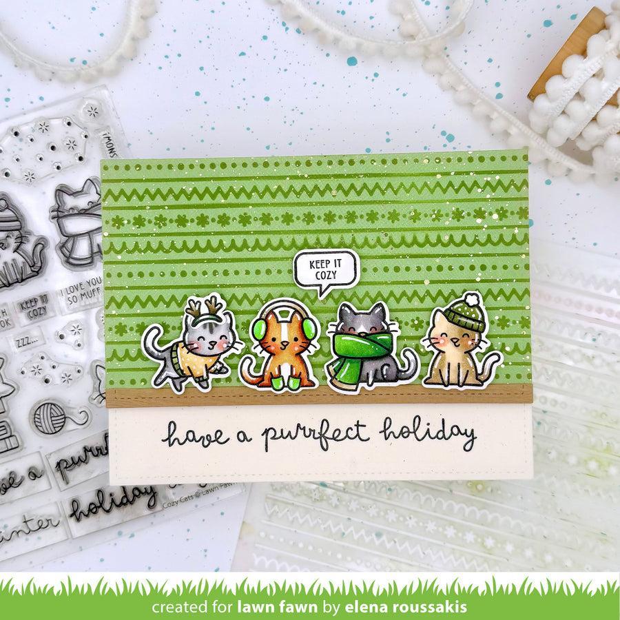 Lawn Fawn - Clear Stamps &amp; Lawn Cuts - Cozy Cats Christmas Add-on-ScrapbookPal