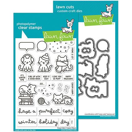 Lawn Fawn - Clear Stamps &amp; Lawn Cuts - Cozy Cats-ScrapbookPal