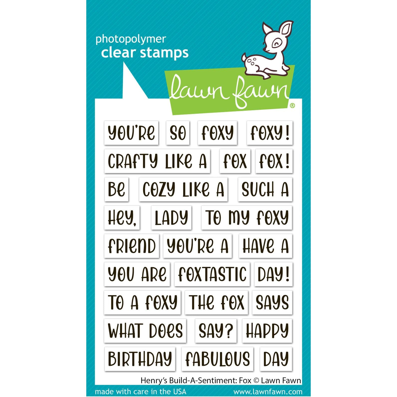 Lawn Fawn - Clear Stamps &amp; Lawn Cuts - Henry's Build-A-Sentiment: Fox + Build-A-Fox-ScrapbookPal