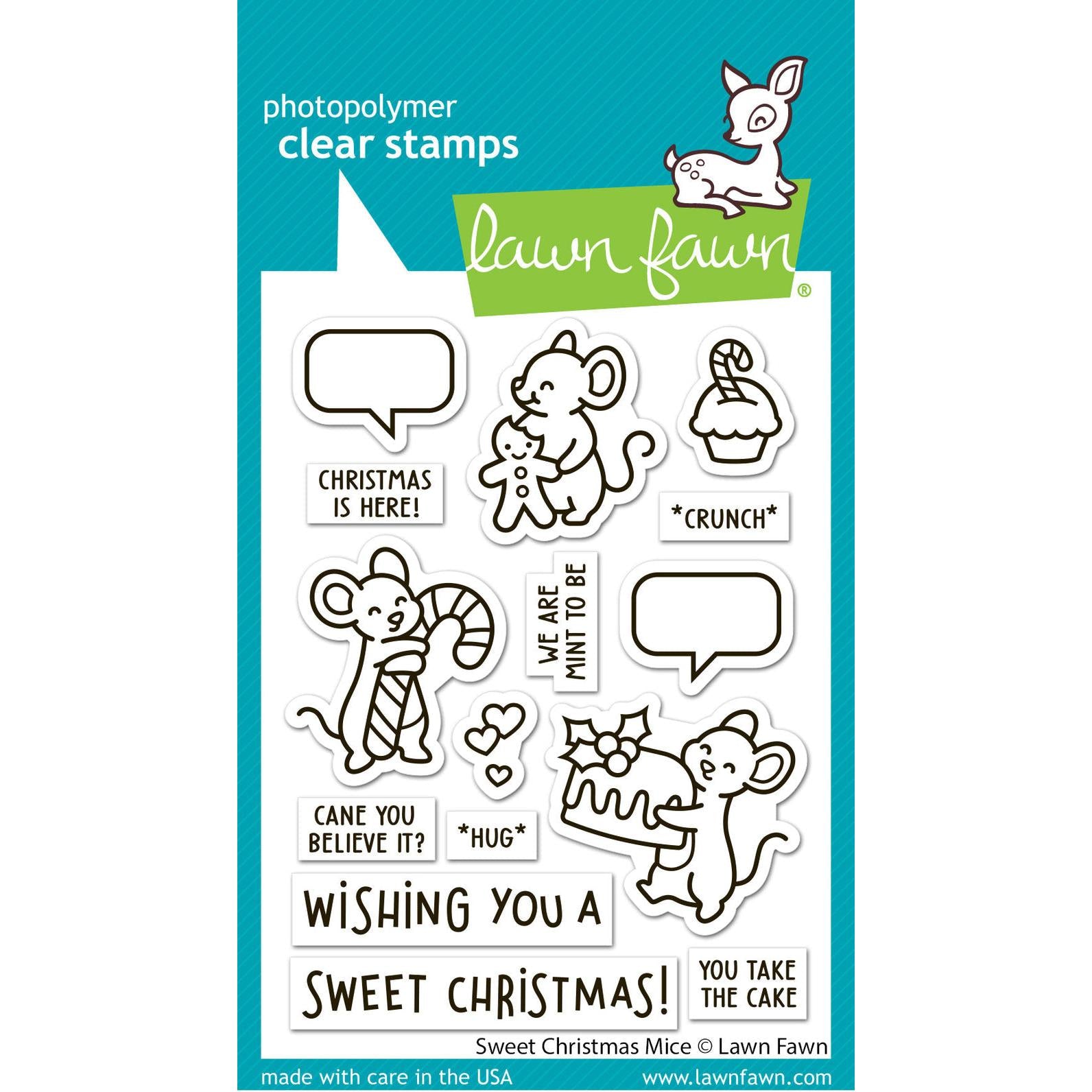 Lawn Fawn - Clear Stamps &amp; Lawn Cuts - Sweet Christmas Mice-ScrapbookPal
