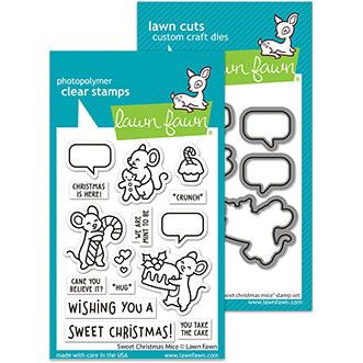 Lawn Fawn - Clear Stamps &amp; Lawn Cuts - Sweet Christmas Mice-ScrapbookPal