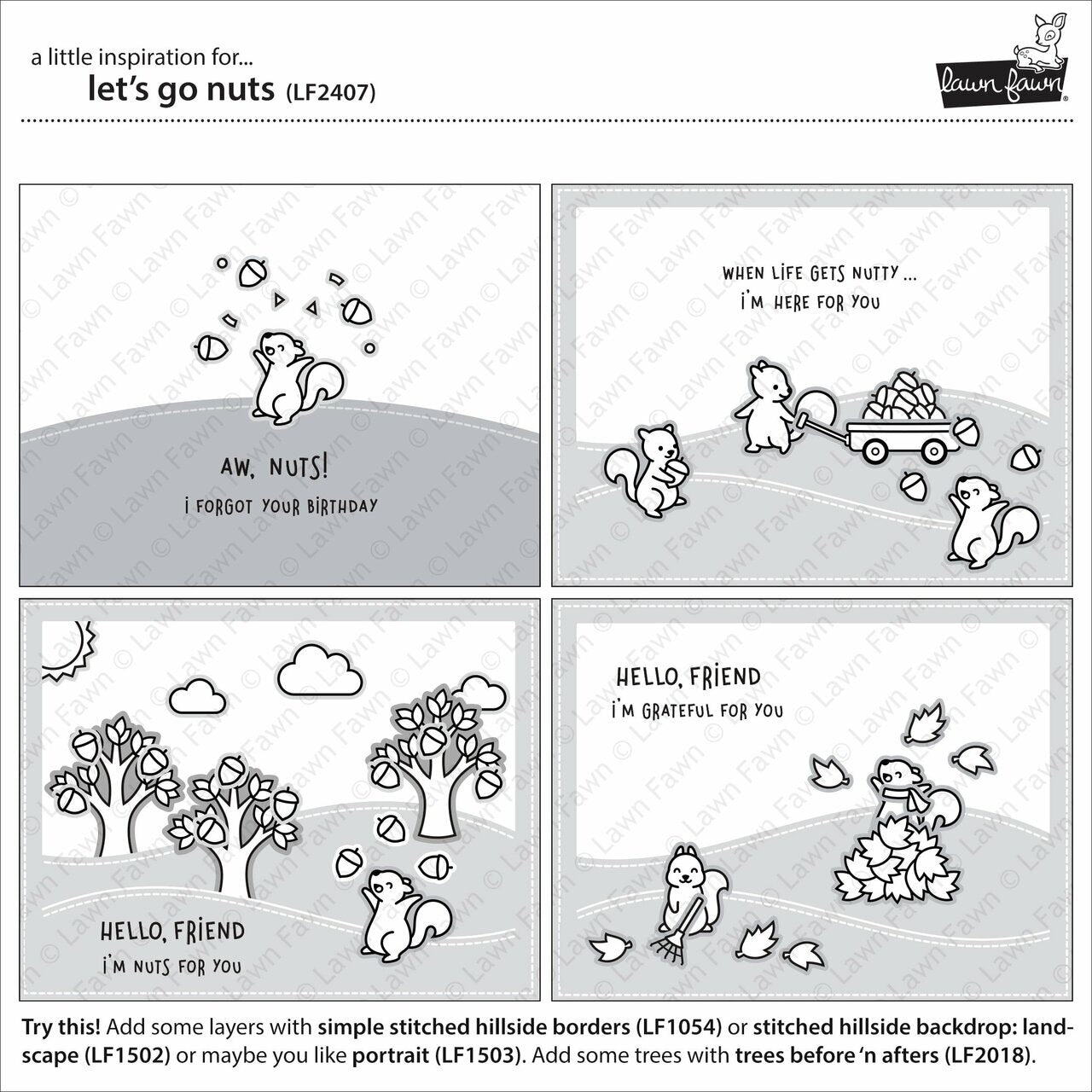 Lawn Fawn - Clear Stamps - Let's Go Nuts-ScrapbookPal