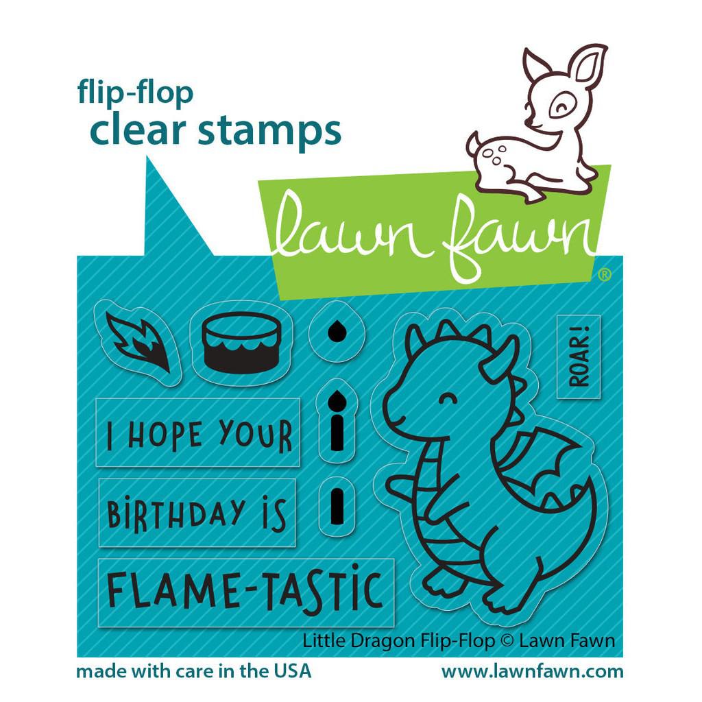 Lawn Fawn - Clear Stamps - Little Dragon Flip Flop-ScrapbookPal
