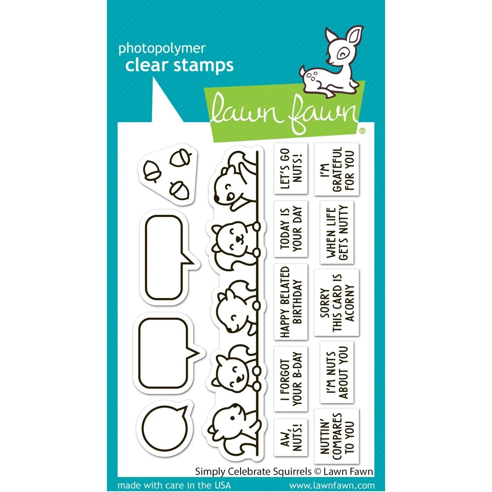 Lawn Fawn - Clear Stamps - Simply Celebrate Squirrels-ScrapbookPal