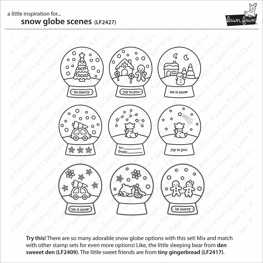 Lawn Fawn - Clear Stamps - Snow Globe Scenes-ScrapbookPal