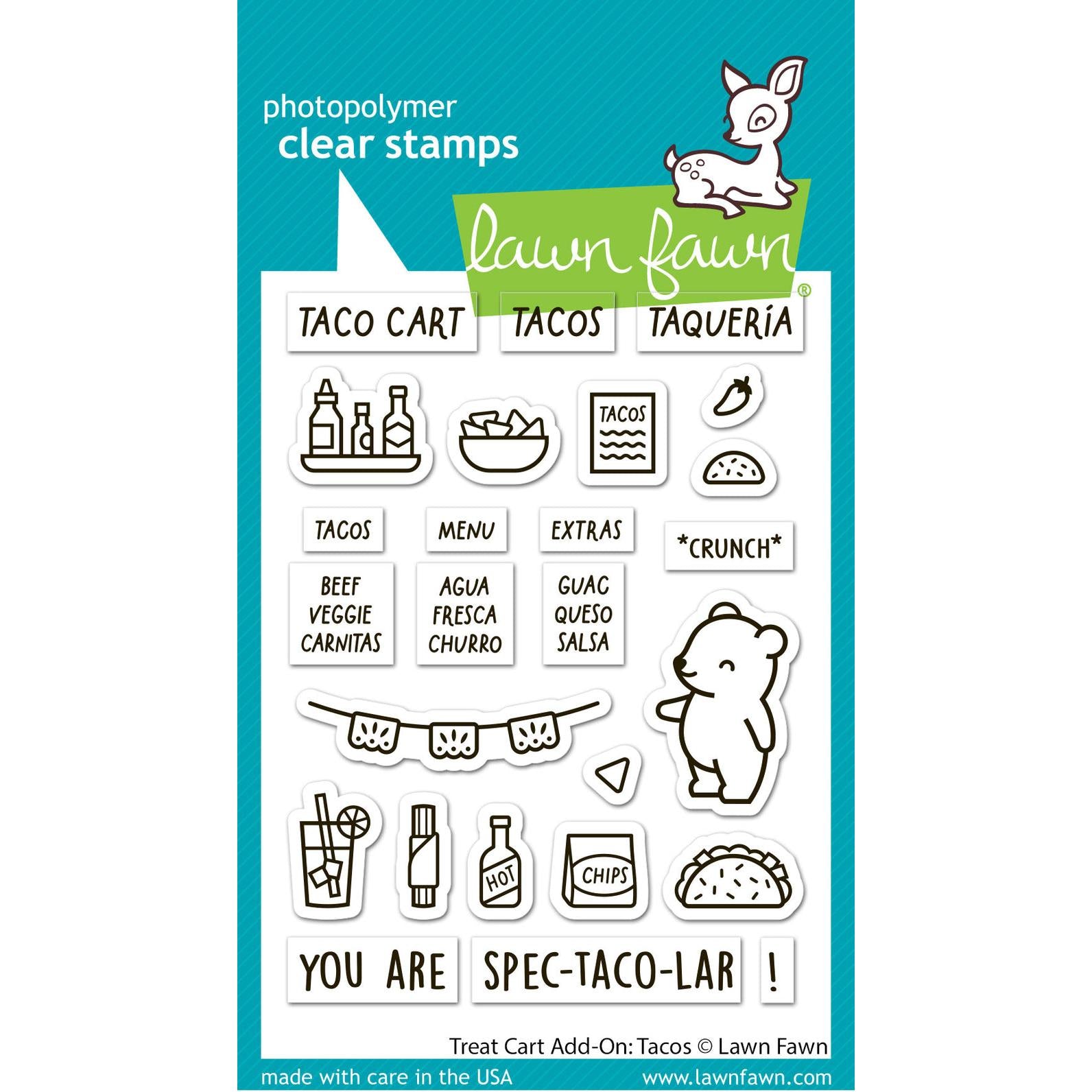 Lawn Fawn - Clear Stamps - Treat Cart Add-On: Tacos-ScrapbookPal