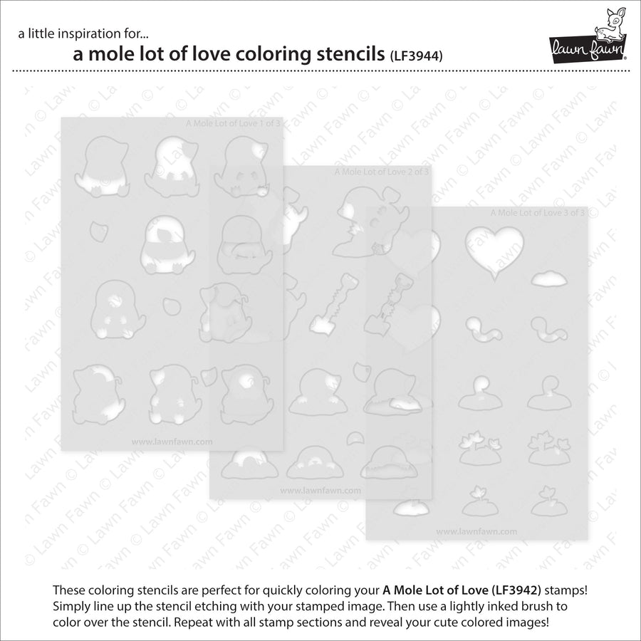 Lawn Fawn - Coloring Stencils - A Mole Lot of Love-ScrapbookPal