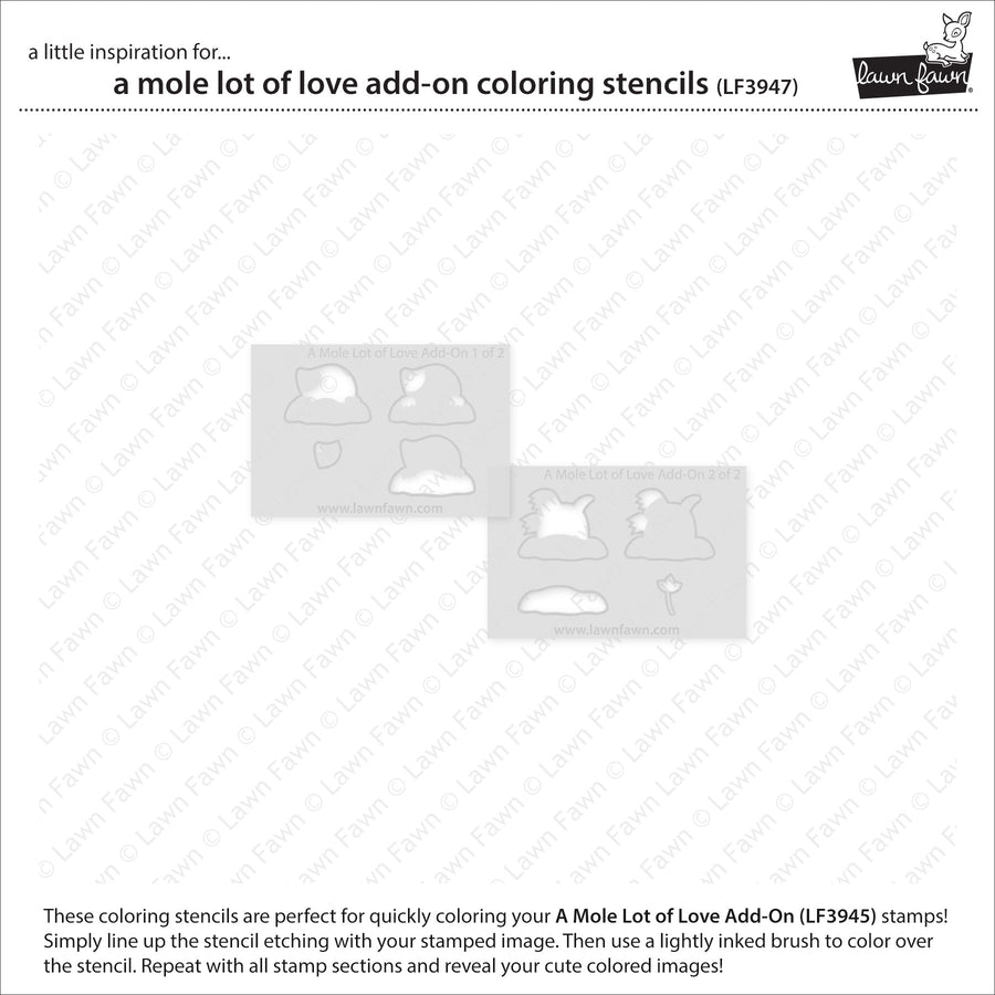 Lawn Fawn - Coloring Stencils - A Mole Lot of Love Add-On-ScrapbookPal