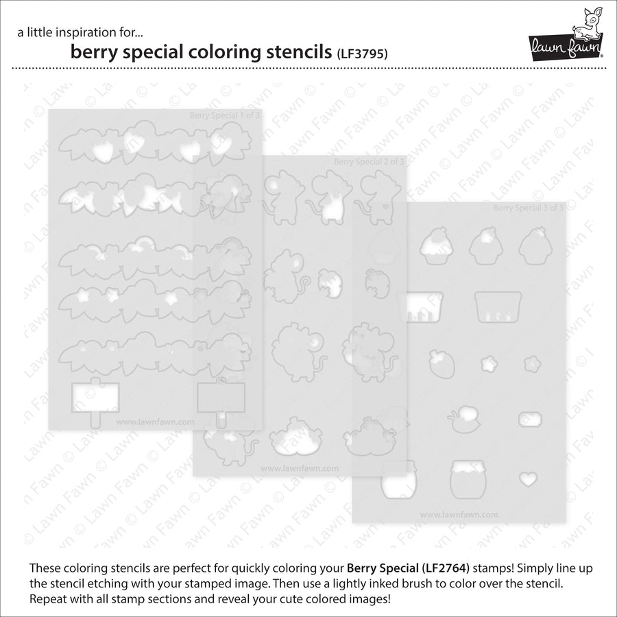 Lawn Fawn - Coloring Stencils - Berry Special-ScrapbookPal