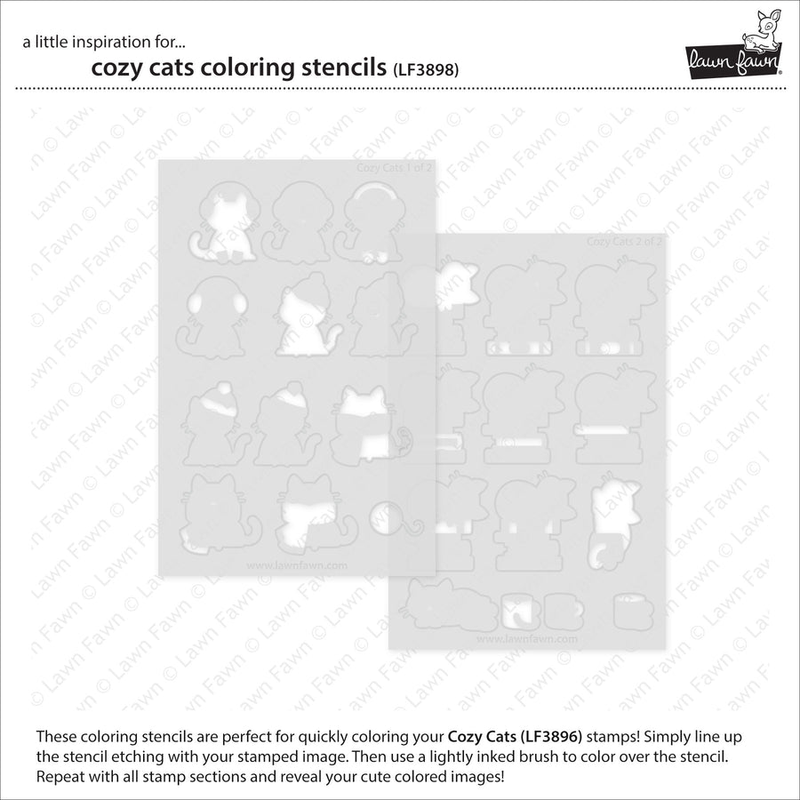 Lawn Fawn - Coloring Stencils - Cozy Cats-ScrapbookPal